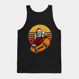 Ho! Ho! Ho!. Funny Christmas Lovers T-shirt Santa Claus Skateboard With Mask Tank Top